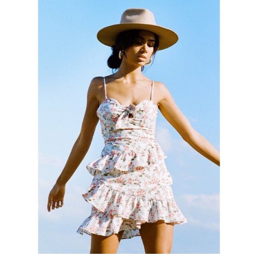 “SABO” Floral Frill Ruffle Mini Dress
